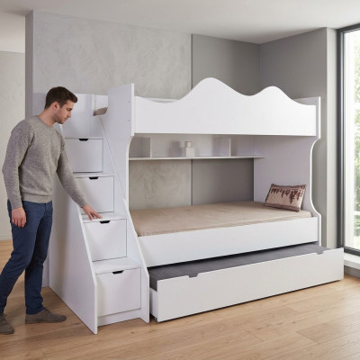 Weiß Etagenbett Kinderbett Bett Kindermöbel Garnitur Moderne Kinder