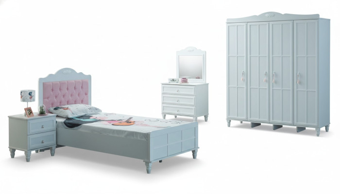 Luxus Komplette Kindermöbel Kinderbett Weiß Holz Set 5tlg Kinderzimmer