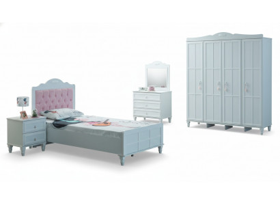 Luxus Komplette Kindermöbel Kinderbett Weiß Holz Set 5tlg Kinderzimmer