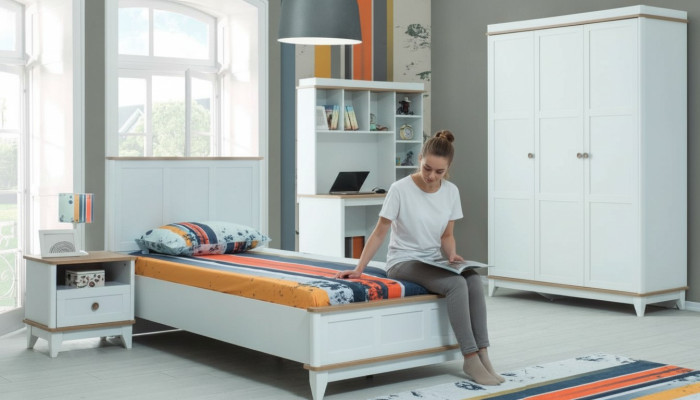 Jugenbett Kindermöbel Kinderbett Komplette Weiß Holz Set 4tlg Modern