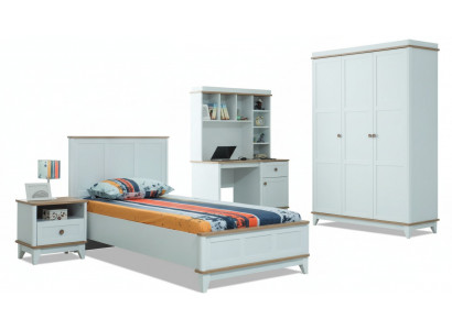 Jugenbett Kindermöbel Kinderbett Komplette Weiß Holz Set 4tlg Modern