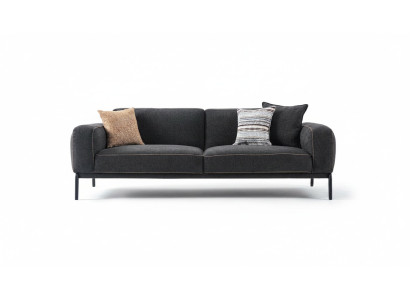 Elegantes Polstersofa Sofa 3 Sitzer Couch Dreisitzer Grau Stoff Modern Polstersofa