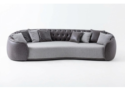 Viersitzer Chesterfield Sofa 4 Sitzer Grau Stoffsofa Stoff Polstersofa