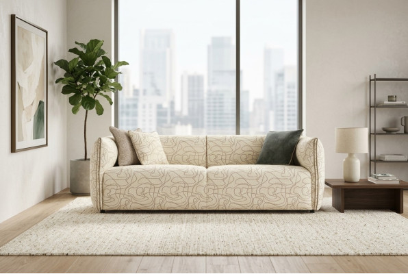 Dreisitzer Sofa 3 Sitzer Beige Stoffsofa Stoff Modern Polstersofa Neu