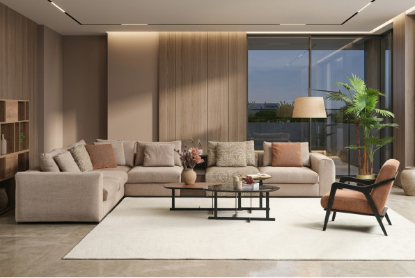 Ecksofa L Form Große Wohnlandschaft Sofa Beige Modern Polstersofa