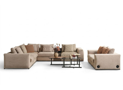 Ecksofa L Form Große Wohnlandschaft Sofa Beige Modern Polstersofa