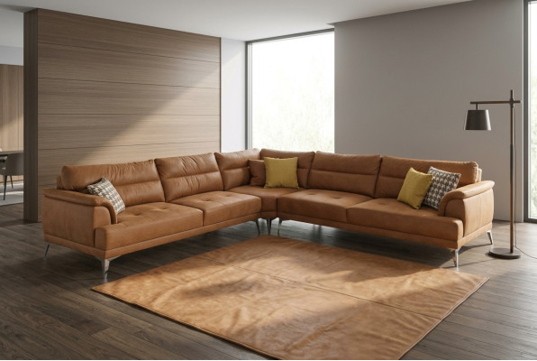 Polstersofa Ecksofa L Form Große Wohnlandschaft Sofa Braun Modern