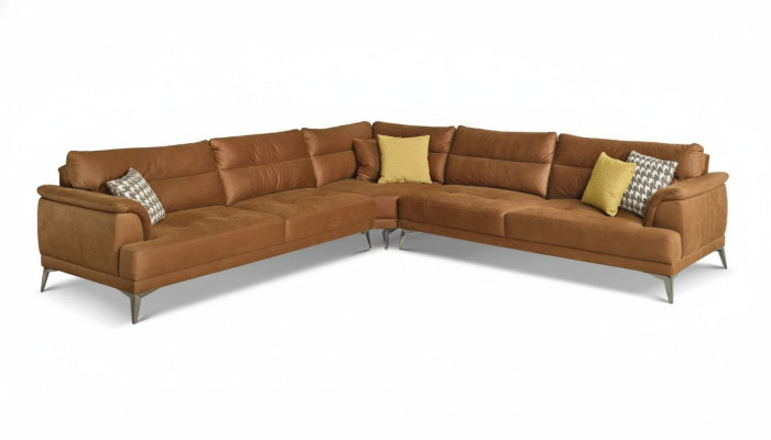 Polstersofa Ecksofa L Form Große Wohnlandschaft Sofa Braun Modern