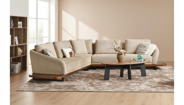 Polstersofa Ecksofa L Form Sofa Wohnlandschaft Sofas Beige Modern