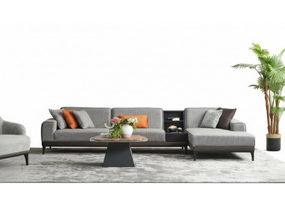 Wohnlandschaft Ecksofa Couch L Form Große Sofa Grau Modern Polstersofa