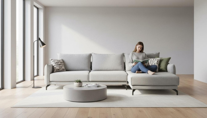 Couch L Form Ecksofa Wohnlandschaft Große Sofa Grau Modern Polstersofa