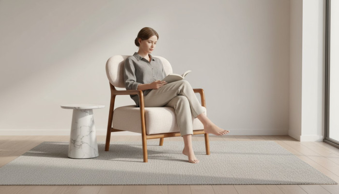 Modern Sessel Einsitzer 1 Sitzer Stoffsessel Beige Design Clubsessel