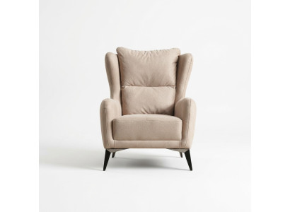 Luxus Sessel Einsitzer 1 Sitzer Stoffsessel Beige Wohnzimmer Modern