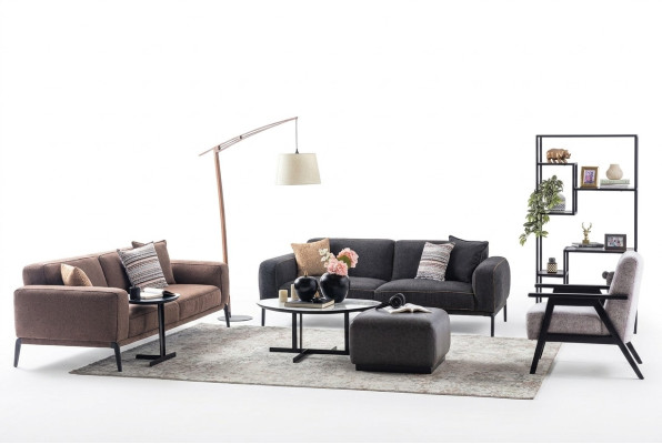 Couchgarnitur Dreisitzer Sessel Sofa Stoff Mehrfarbig Stoffsofa Set 3+3+1