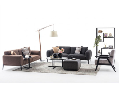 Couchgarnitur Dreisitzer Sessel Sofa Stoff Mehrfarbig Stoffsofa Set 3+3+1