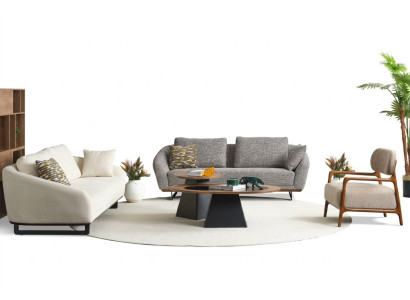Couchgarnitur Dreisitzer Sessel Sofa Stoff Beige Stoffsofa Set Grau 3+3+1
