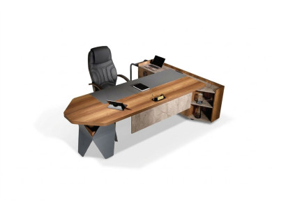 Bürotisch Schreibtisch Eckschreibtisch Arbeitstisch Büro Holz Braun