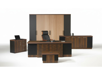 Bürotisch Büromöbel Komplettbüro Schreibtisch Set 4tlg Holz Braun Büro