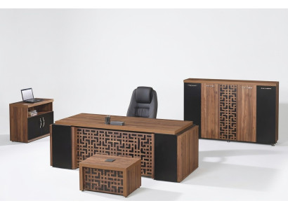 Komplettbüro Büromöbel Schreibtisch Büro Bürotisch Set 4tlg Holz Braun
