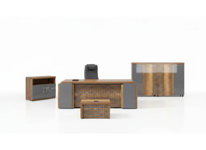 Komplettbüro Büromöbel Schreibtisch Büro Bürotisch Set 4tlg Holz Braun