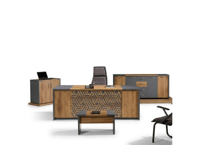 Büro Arbeitszimmermöbel Komplettbüro Schreibtisch 4tlg Holz Braun Set