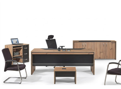 Tisch Büro Möbel Arbeitszimmermöbel Schreibtisch Set 4tlg Holz Schwarz