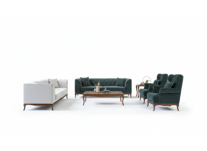 Sofagarnitur Dreisitzer Sofa Stoffsofa Grün Polstersofas Zweisitzer