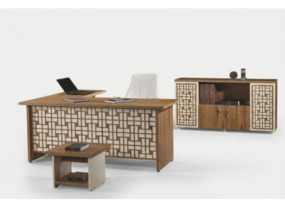Gruppe Büro Eckbürotisch Arbeitszimmermöbel Schrank 3tlg Holz Braun