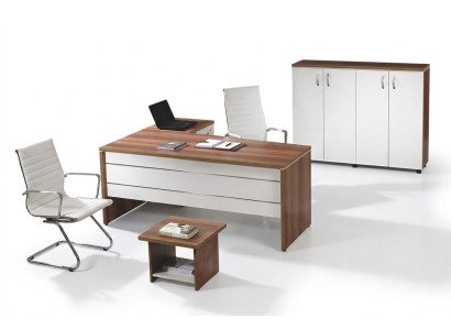 Büromöbel Set 3tlg Eckbürotisch Komplettbüro Schrank Holz Gruppe Weiß