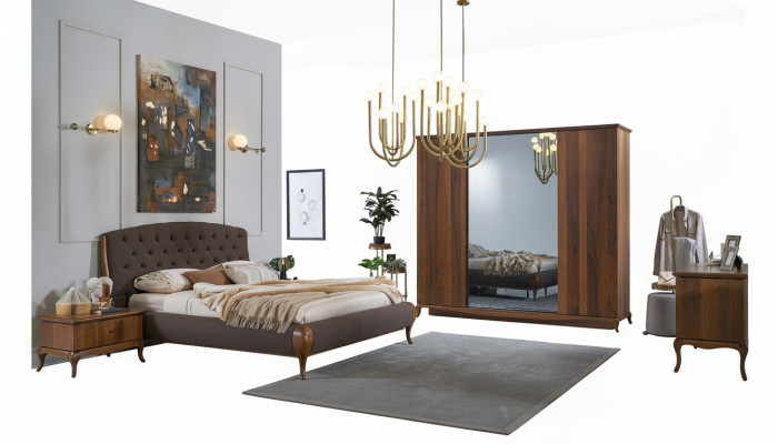 Doppelbett Komplette Schlafzimmer Bett Set 4tlg Bettrahmen Braun 180