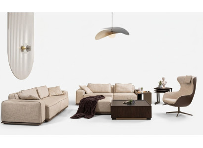 Couchgarnitur Dreisitzer Sofa Stoffsofa Beige Polstersofas Sessel Set