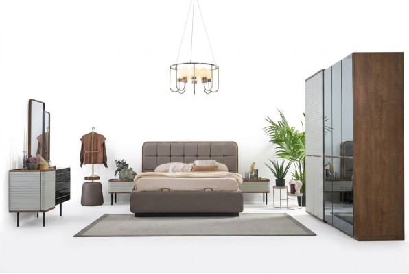 Schlafzimmer Komplette Set 5tlg Doppelbett Braun Holz Bett Bettrahmen
