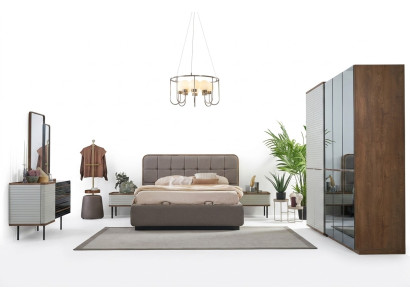 Schlafzimmer Komplette Set 5tlg Doppelbett Braun Holz Bett Bettrahmen