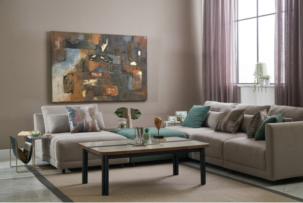 Ecksofa L Form Sofa Wohnlandschaft Stoffsofa Polstersofas Beige Design