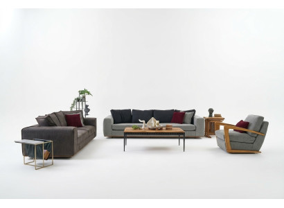 Komplette Couchgarnitur Sofa Stoffsofa Polstersofas Grau Set 4tlg Neu