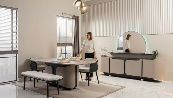 Esszimmermöbel Essecke Esszimmer Essgruppe 8tlg Holz Beige Garnitur
