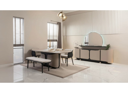 Esszimmermöbel Essecke Esszimmer Essgruppe 8tlg Holz Beige Garnitur