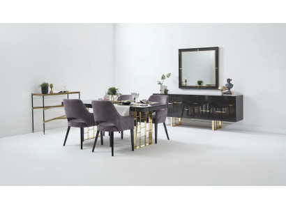 Luxus Essecke Esszimmer Essgruppe Esszimmermöbel Set 9tlg Holz Schwarz