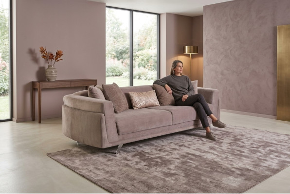 Design Stoffsofa Dreisitzer Couch Sofa 3 Sitz Beige Stoff Polstersofa