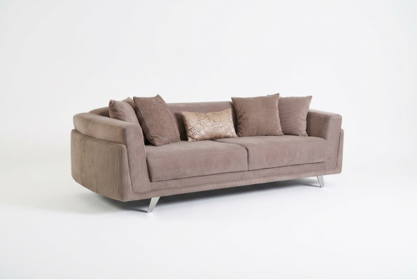 Design Stoffsofa Dreisitzer Couch Sofa 3 Sitz Beige Stoff Polstersofa