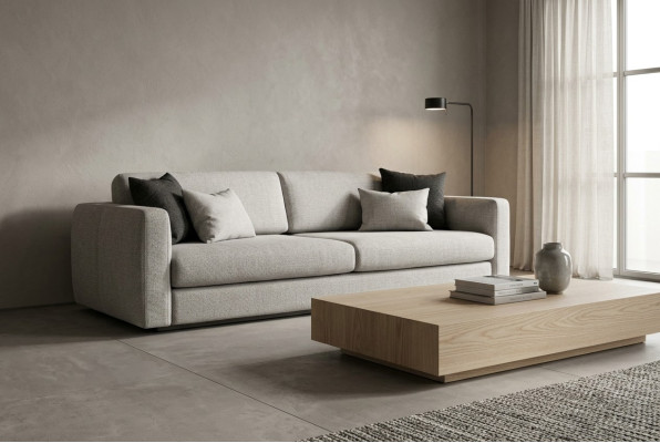 Couch Polstersofa Dreisitzer Sofa 3 Sitzer Grau Stoff Stoffsofa Design