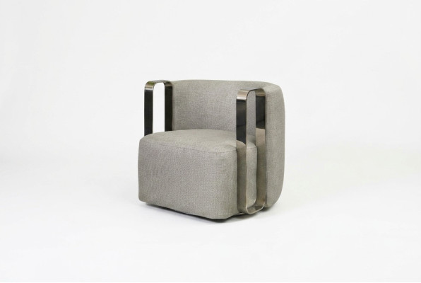 Moderne Sessel Einsitzer Stoff Wohnzimmer Grau Polster Sitzer Design