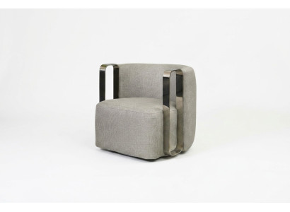 Moderne Sessel Einsitzer Stoff Wohnzimmer Grau Polster Sitzer Design