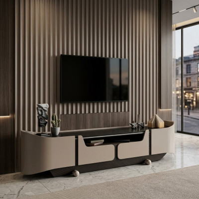 RTV Lowboard TV Ständer Wohnzimmer Holz Beige Sideboard Tisch Modern