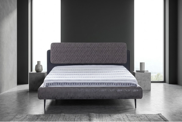 Doppelbett Bett 160 cm Bettrahmen Grau Stoff Betten Modern Schlafplatz
