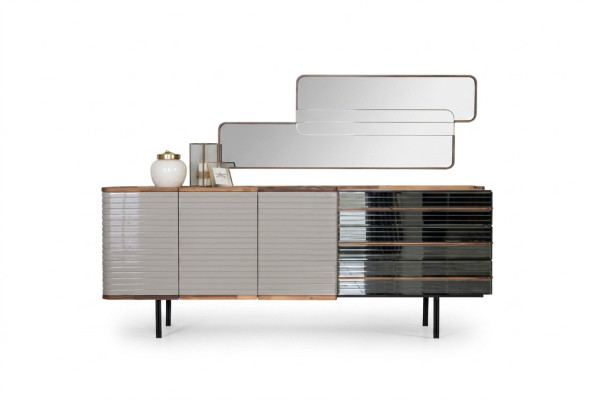Weiß Anrichte Sideboard mit Spiegel Kommode Schrank Holz Esszimmer