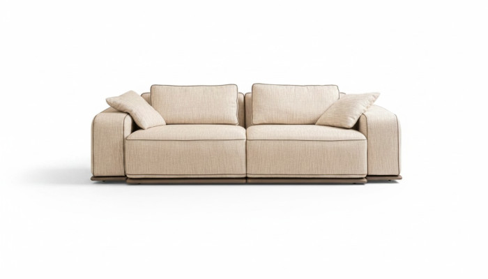 Couch Dreisitzer Modern Sofa 3 Sitz Beige Stoff Stoffsofa Polstersofa