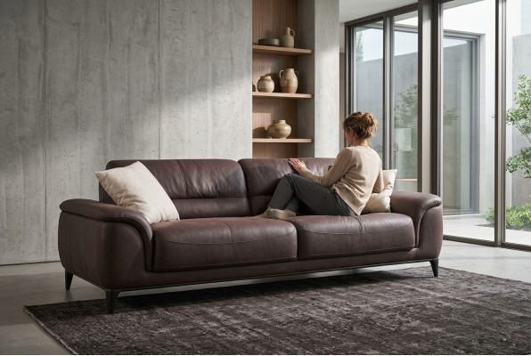 Polstersofa Dreisitzer Couch Sofa 3 Sitzer Braun Stoff Stoffsofa Sofas