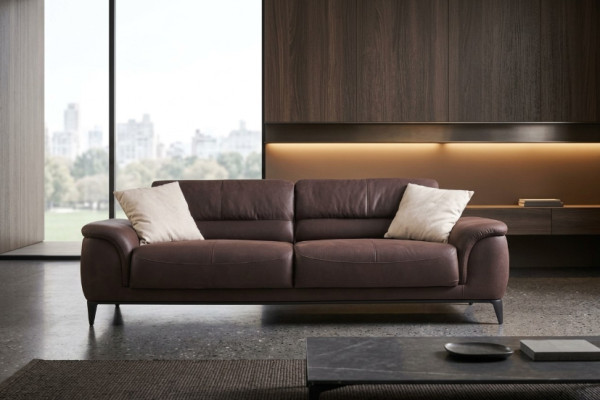 Polstersofa Dreisitzer Couch Sofa 3 Sitzer Braun Stoff Stoffsofa Sofas