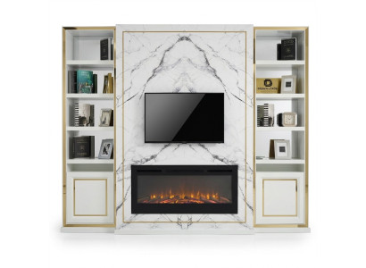 Wohnwand RTV Lowboard TV Ständer Weiß Luxus Gold Vittinen Holz Modern